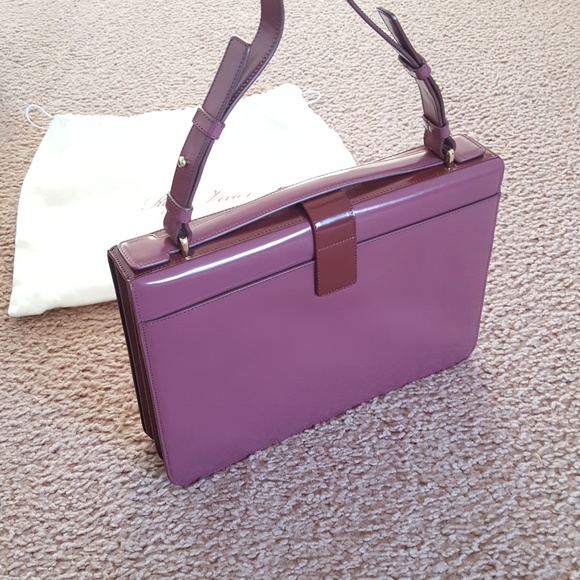 NWOT Roger Vivier Handbag Burgundy Patent Leather Luxury Designer Purple Handbag - Picture 5 of 16